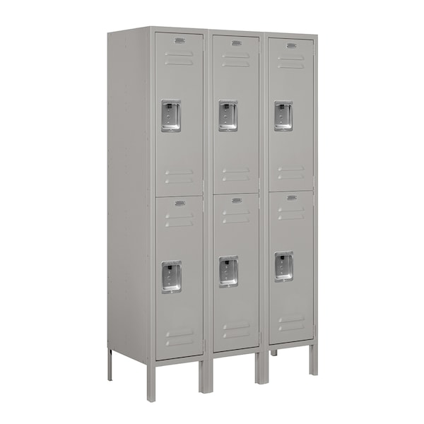 Wardrobe Locker, 36" W, 15" D, 66" H, (3) Wide, (6) Openings, Gray